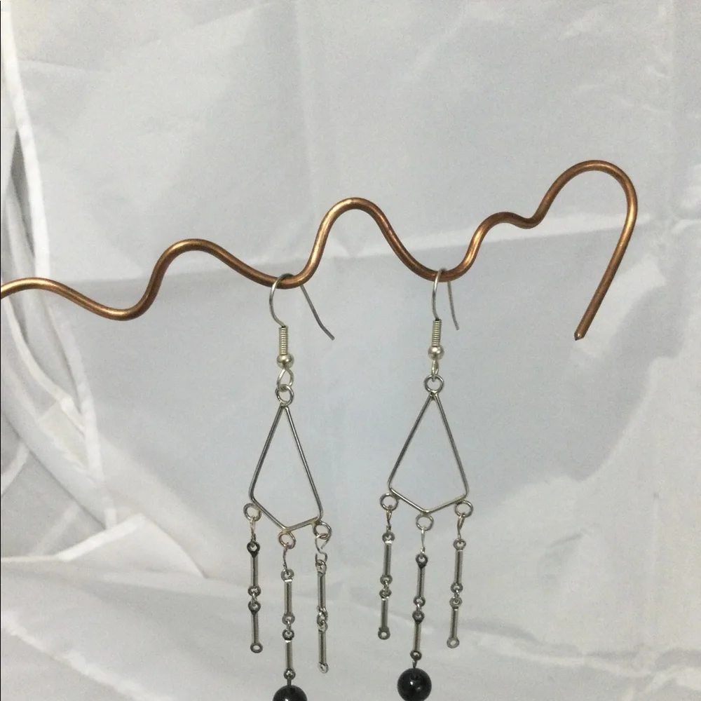 Vintage Silver & Black Elegant Dangle Wires - Picture 8 of 9